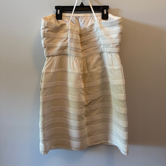 J.Crew Ivory Striped Strapless Textured Dress – Women’s Size 12P - Picture 3 of 5